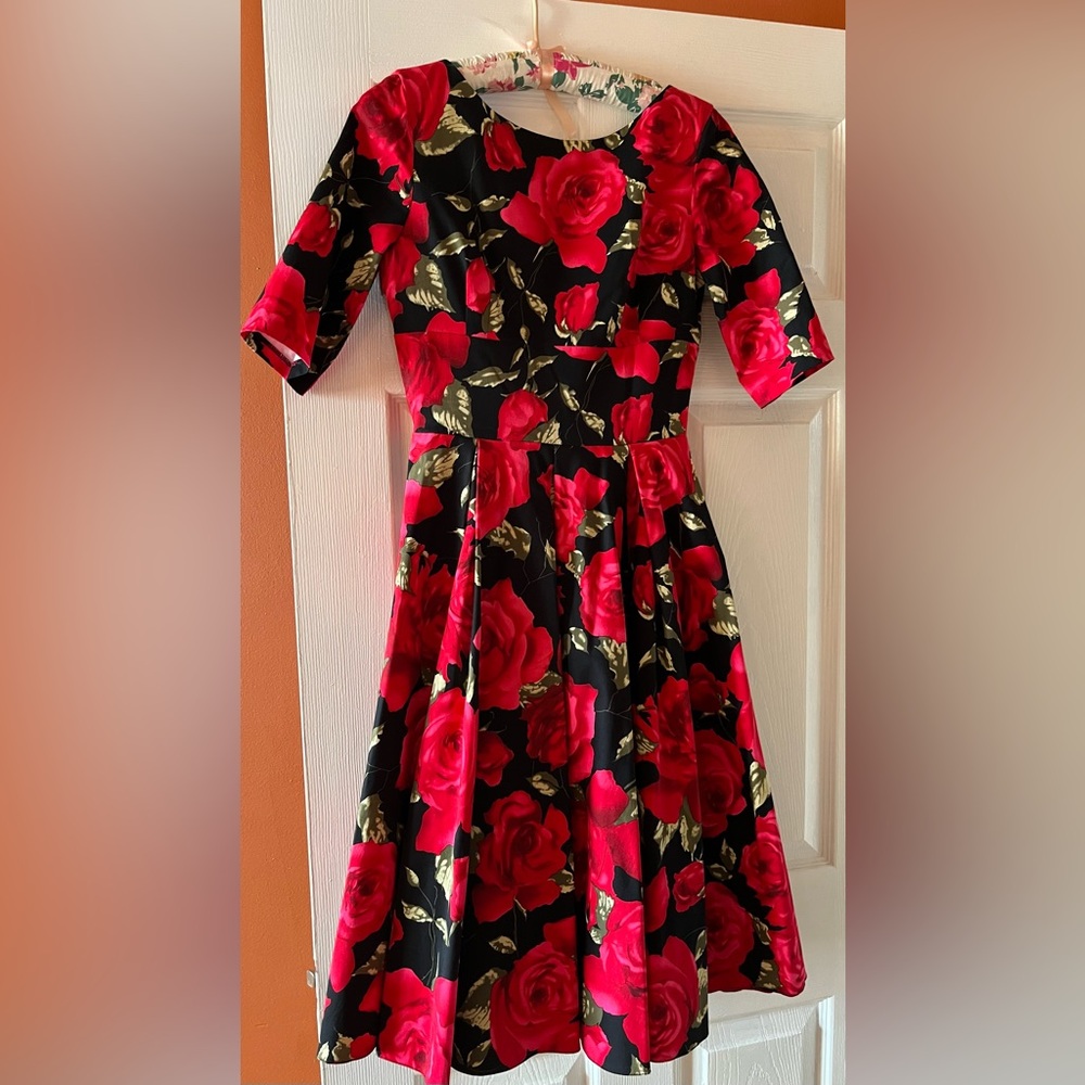 Hepburn Dress in Red & Black Sorrento